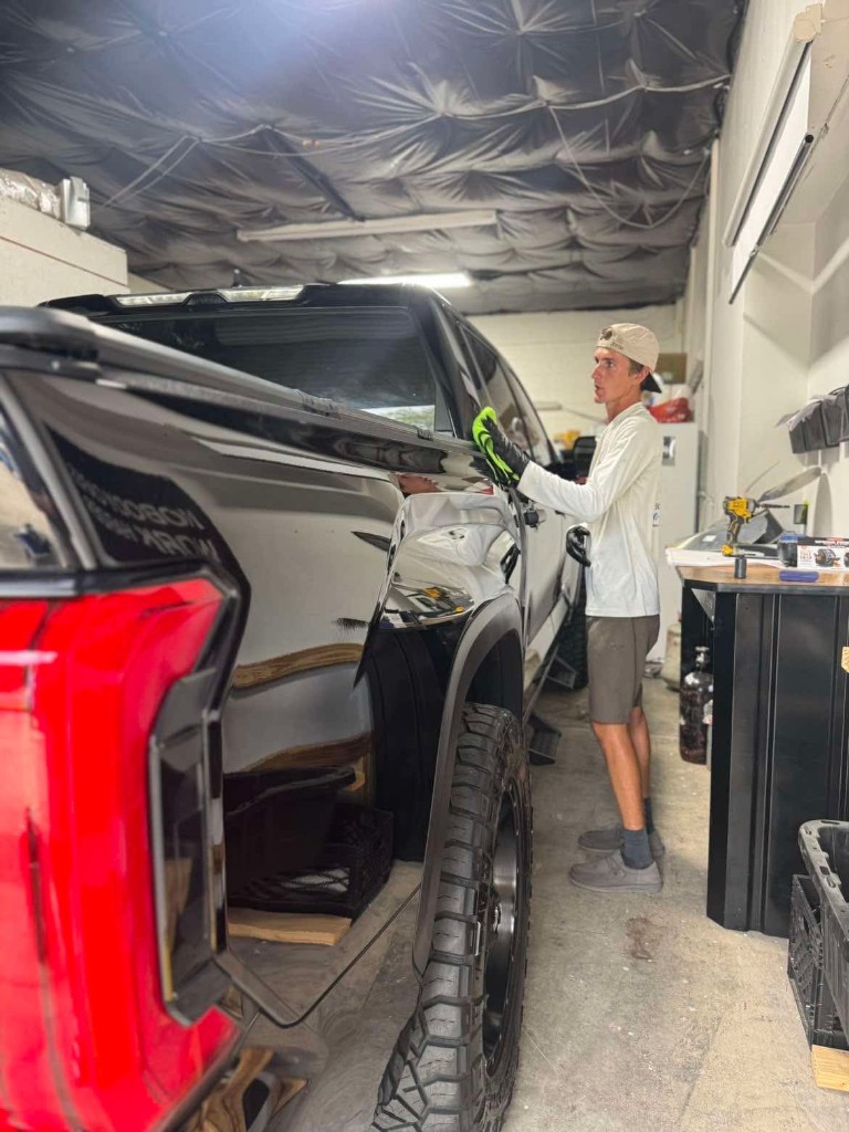Professional ceramic coating application in progress